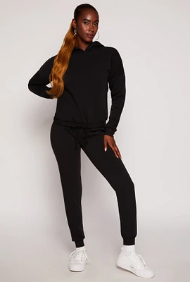 Womens Fleece Lined High Waisted Joggers,