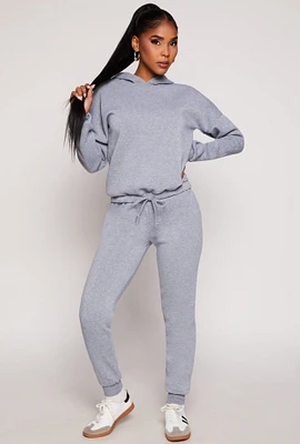 Womens Fleece Lined High Waisted Joggers, Grey, Size L