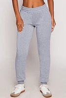 Womens Fleece Lined High Waisted Joggers, Grey, Size L