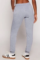 Womens Fleece Lined High Waisted Joggers, Grey, Size L