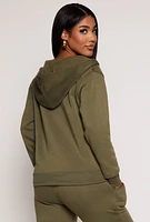 Womens Zip Front Hooded Sweatshirt, Green, Size S