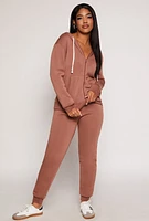 Womens Zip Front Hooded Sweatshirt, Brown, Size M