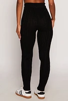 Womens Cable Knit High Waist Joggers,