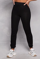 Womens Fleece High Waisted Pull On Sweatpants,