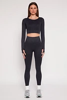 Womens Daisy Ribbed Knit Long Sleeve Crop Top, M