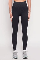 Womens Daisy Ribbed Knit Active Leggings,