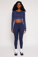 Womens Daisy Ribbed Knit Active Leggings,