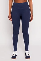 Womens Daisy Ribbed Knit Active Leggings,