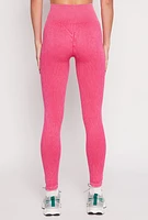 Womens Daisy Ribbed Knit Active Leggings, Pink, Size S