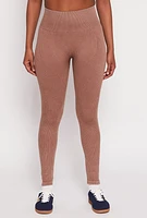 Womens Daisy Ribbed Knit Active Leggings,