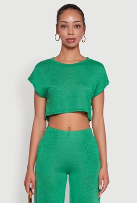 Womens Daisy Dolman Sleeve Cropped Tee,