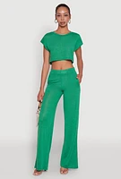 Womens Daisy Dolman Sleeve Cropped Tee,