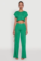 Womens Daisy Dolman Sleeve Cropped Tee,