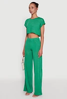 Womens Daisy Dolman Sleeve Cropped Tee,