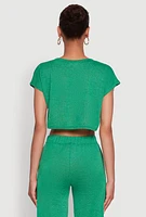 Womens Daisy Dolman Sleeve Cropped Tee,