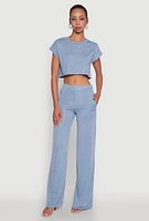 Womens Daisy Pull On Wide Leg Pants,