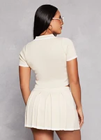 Womens Daisy Contrast Trim Cropped Polo Shirt,