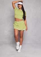 Womens Daisy Contrast Trim Cropped Polo Shirt, Green, Size L