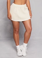 Womens Daisy Contrast Trim Pleated Tennis Skirt, Khaki, Size L