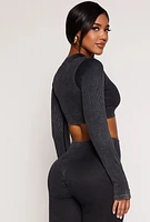 Womens Daisy Ribbed Knit Cropped Track Jacket,