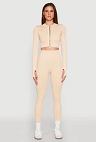 Womens Daisy Ribbed Knit Cropped Track Jacket, S