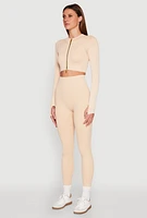 Womens Daisy Ribbed Knit Cropped Track Jacket, S