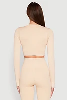 Womens Daisy Ribbed Knit Cropped Track Jacket, S
