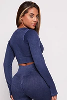 Womens Daisy Ribbed Knit Cropped Track Jacket, M
