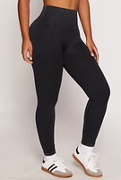 Womens Daisy Ribbed Knit High Waist Leggings,