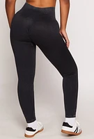 Womens Daisy Ribbed Knit High Waist Leggings,