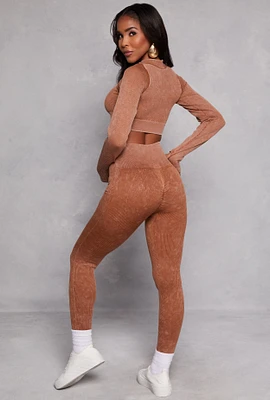 Womens Daisy Ribbed Knit High Waist Leggings, L