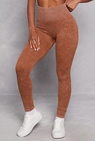Womens Daisy Ribbed Knit High Waist Leggings, L