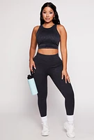 Womens Daisy Acid Wash Ribbed Crew Neck Tank Top, Black, Size M