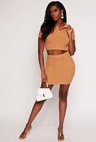 Womens Daisy Cable Knit Cropped Polo Shirt,