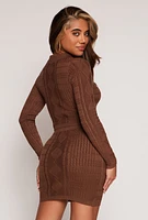 Womens Daisy Cable Knit Cropped Polo Sweater,