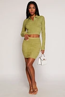Womens Daisy Cable Knit High Waist Pencil Skirt,