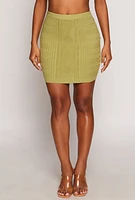 Womens Daisy Cable Knit High Waist Pencil Skirt,