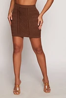 Womens Daisy Cable Knit High Waist Pencil Skirt,