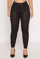 Womens Daisy Ribbed Knit High Waisted Leggings,