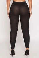 Womens Daisy Ribbed Knit High Waisted Leggings,