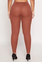 Womens Daisy Ribbed Knit High Waisted Leggings,