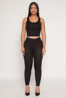 Womens Daisy Ribbed Knit Cropped Tank Top,