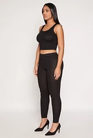 Womens Daisy Ribbed Knit Cropped Tank Top,