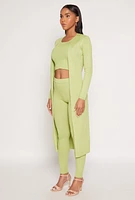 Womens Daisy Ribbed Knit Open Front Duster,