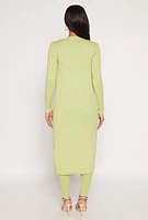 Womens Daisy Ribbed Knit Open Front Duster,