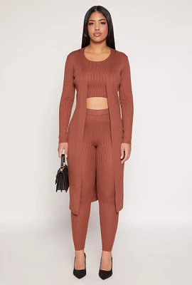 Womens Daisy Ribbed Knit Open Front Duster,