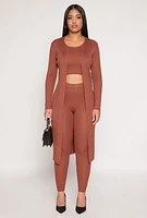 Womens Daisy Ribbed Knit Open Front Duster,