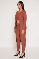 Womens Daisy Ribbed Knit Open Front Duster,