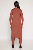 Womens Daisy Ribbed Knit Open Front Duster,