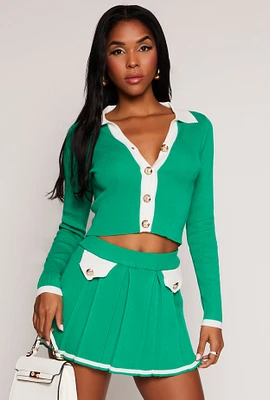Womens Daisy Contrast Trim Button Front Cardigan,